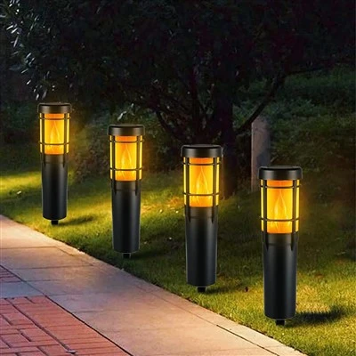Zemin LED Solar Bahçe Lambası RGB ve Alev